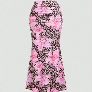 Pink Floral Leopard Print Dress